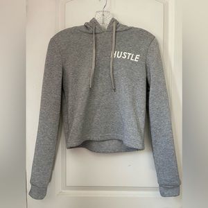 NWOT Grey Hustle Crop Hoodie. Size S. Condition 10/10